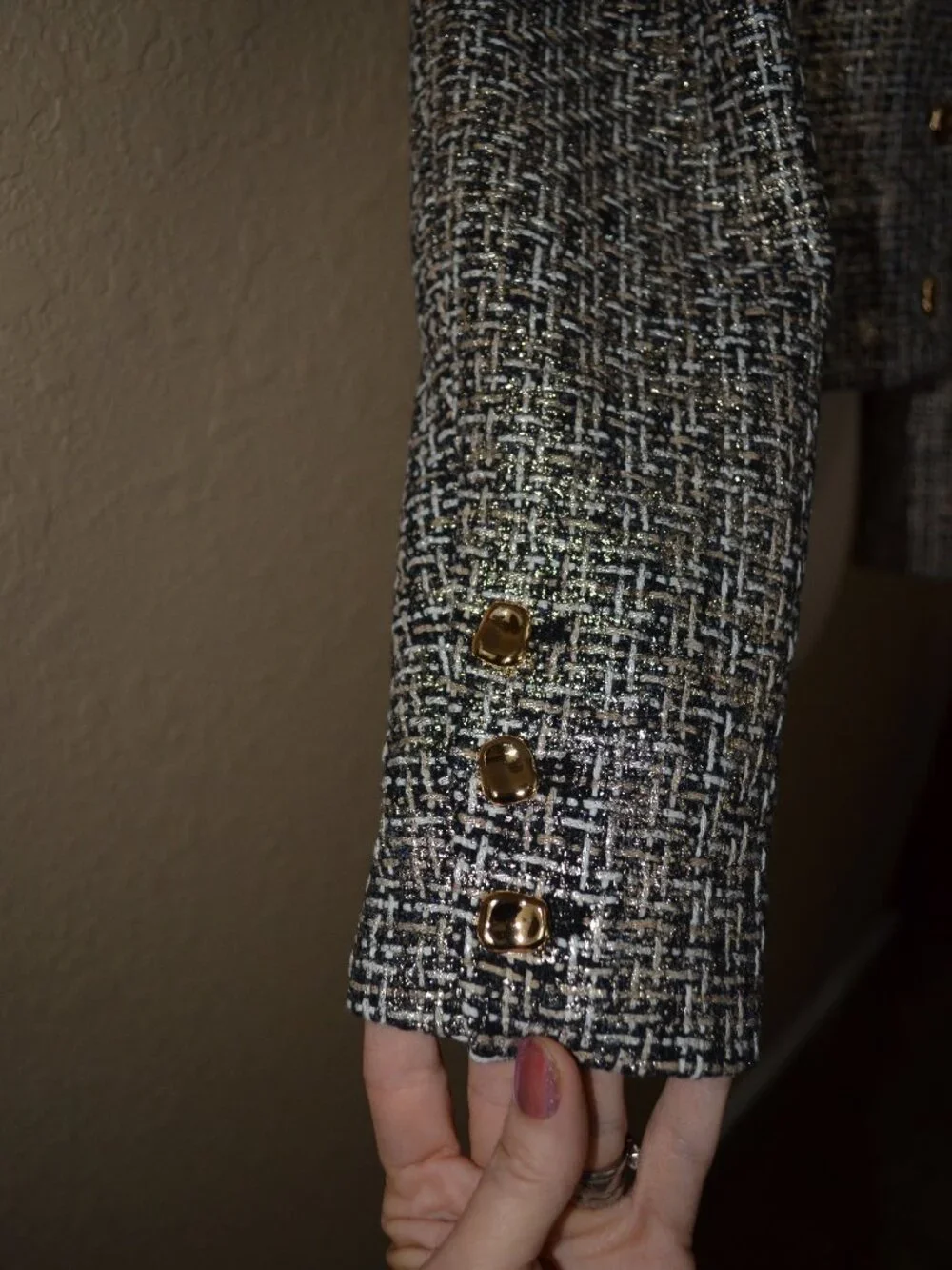NWT $478 Sz S Generation Love Charlotte Gold Black Tweed Jacket Blazer - Picture 6 of 9